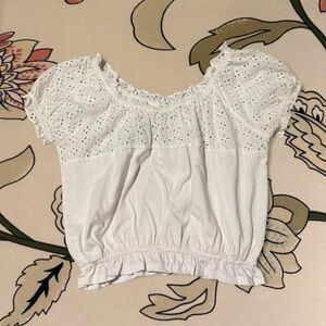 White Eyelet Women's Top Cropped